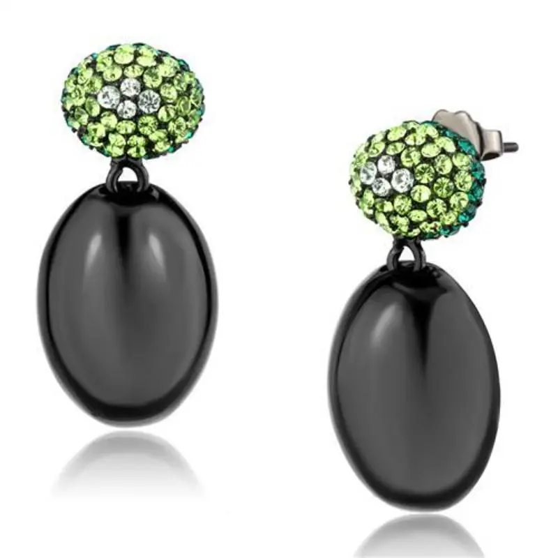 Ip Black(Ion Plating) Stainless Steel Earrings With Top Grade Crystal In Multi Color 1