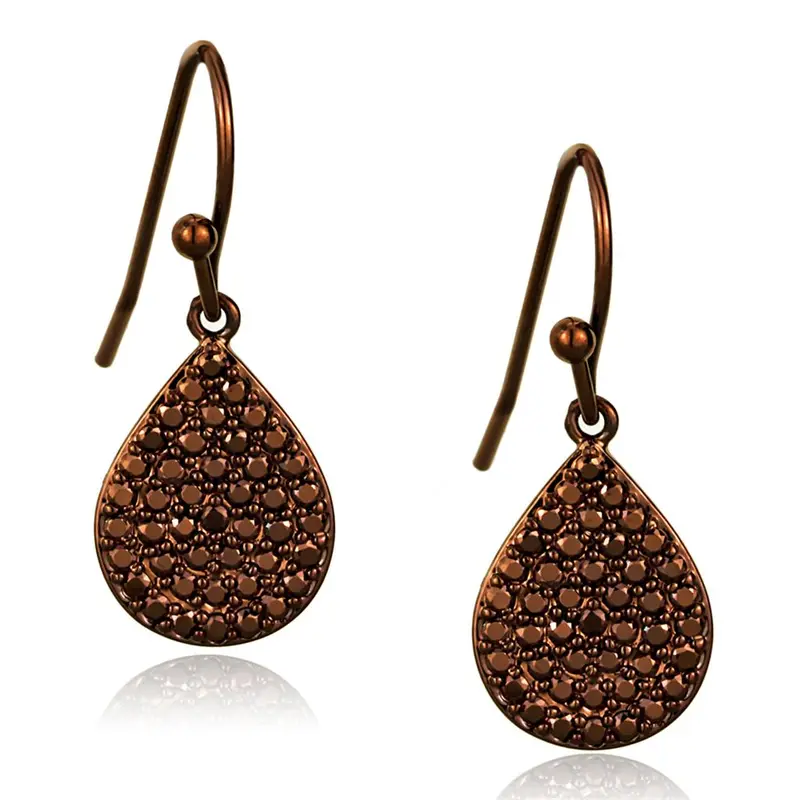 Ip Coffee Light Brass Earrings With Aaa Grade Cz In Light Coffee 1