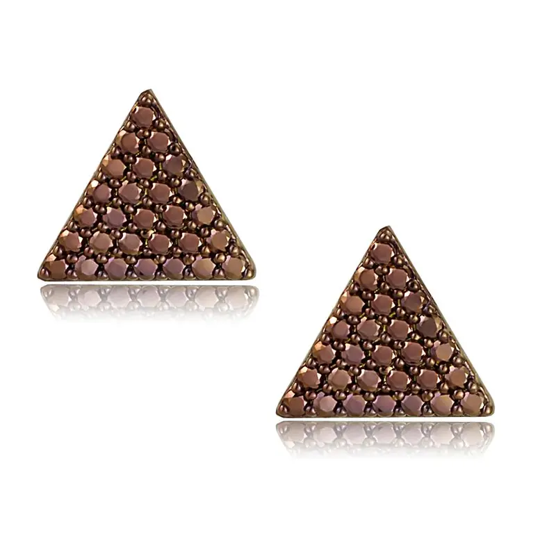 Ip Coffee Light Brass Earrings With Aaa Grade Cz In Light Coffee 1