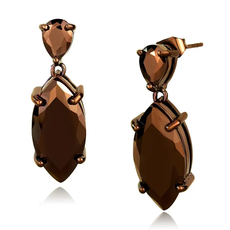 Ip Coffee Light Brass Earrings With Aaa Grade Cz In Light Coffee 1