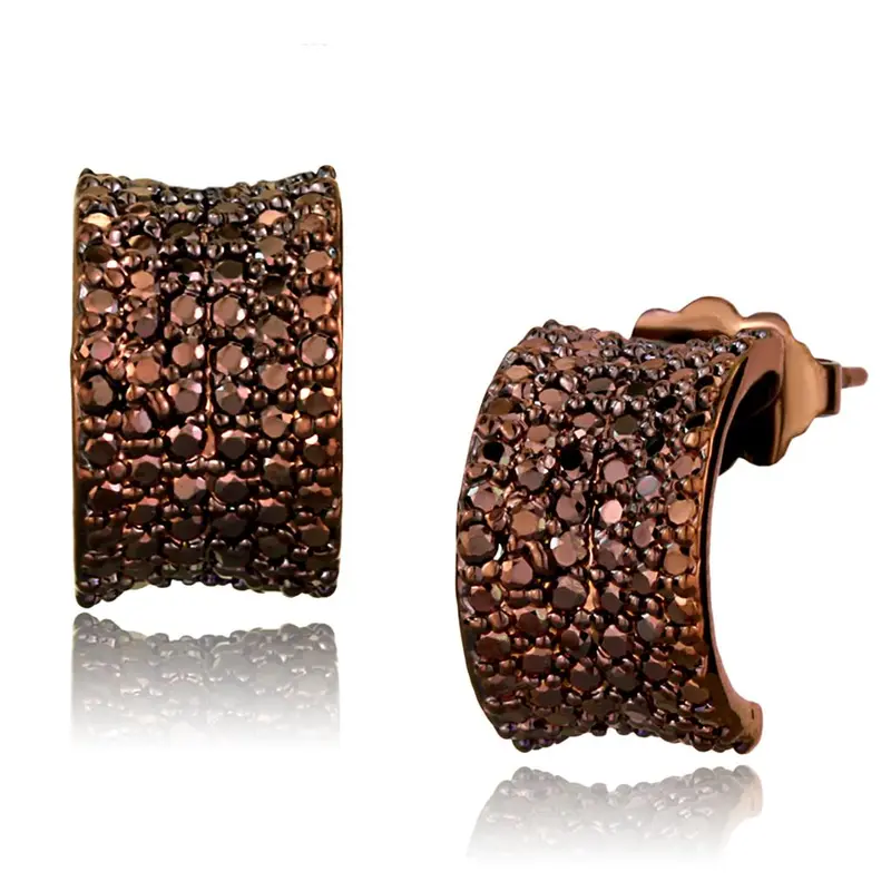 Ip Coffee Light Brass Earrings With Aaa Grade Cz In Light Coffee 1