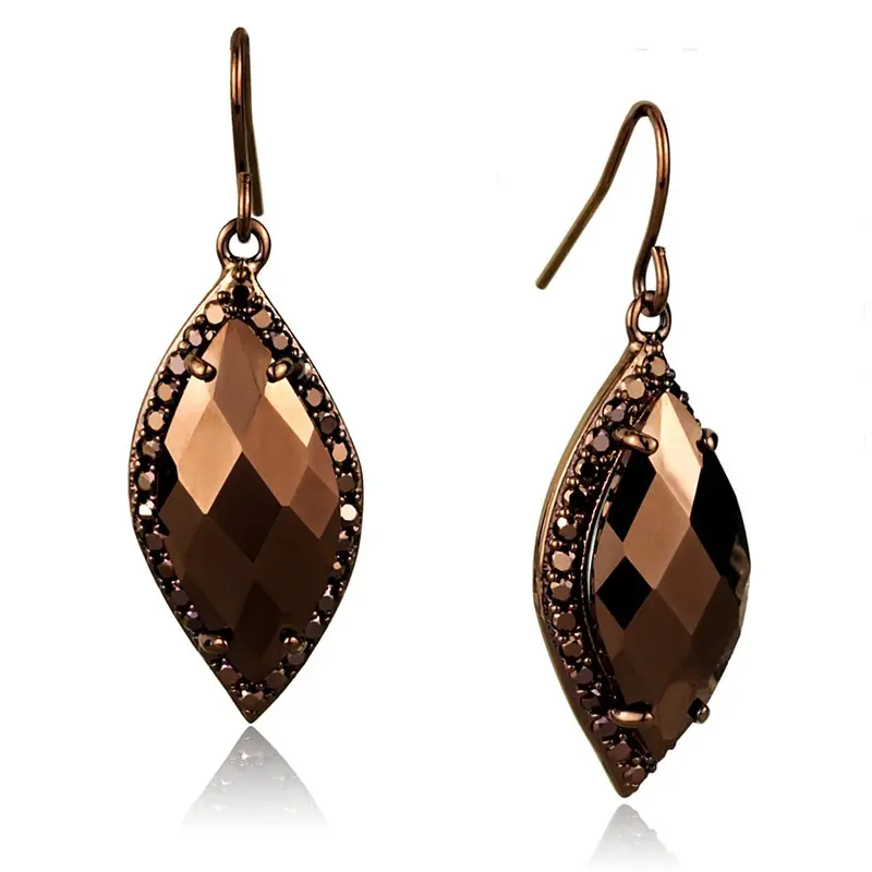 Ip Coffee Light Brass Earrings With Aaa Grade Cz In Light Coffee 1