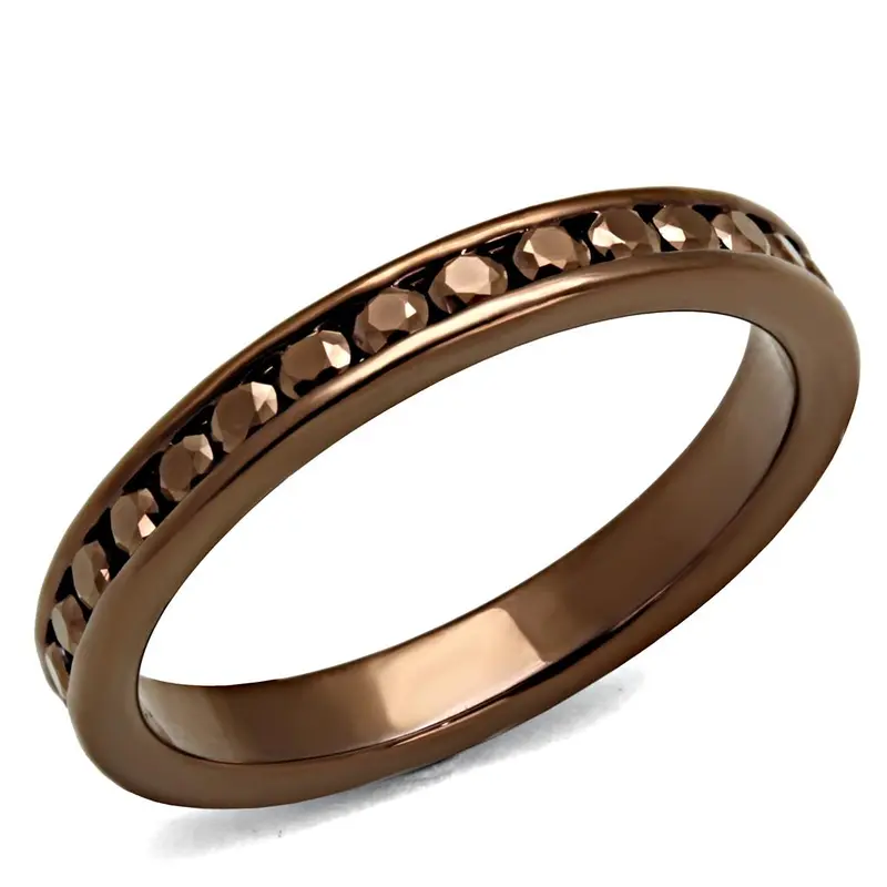 Ip Coffee Light Brass Ring With Aaa Grade Cz In Brown 1