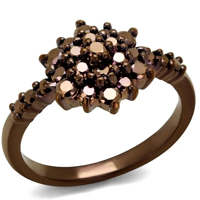 Ip Coffee Light Brass Ring With Aaa Grade Cz In Light Coffee 1