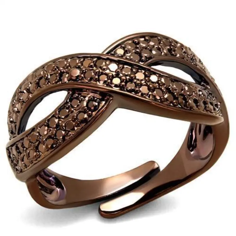 Ip Coffee Light Brass Ring With Aaa Grade Cz In Light Coffee 1