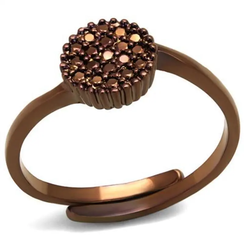 Ip Coffee Light Brass Ring With Aaa Grade Cz In Light Coffee 1