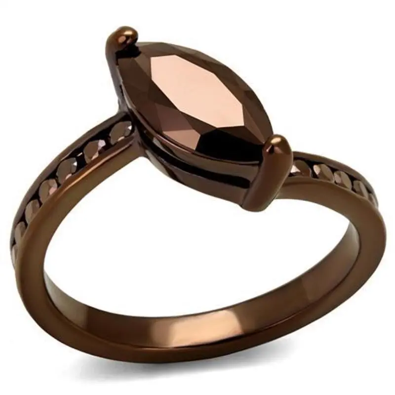 Ip Coffee Light Brass Ring With Aaa Grade Cz In Light Coffee 1