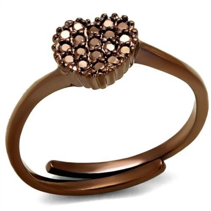 Ip Coffee Light Brass Ring With Aaa Grade Cz In Light Coffee 1