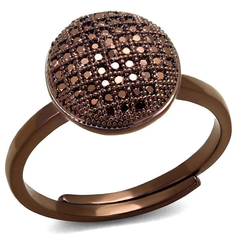 Ip Coffee Light Brass Ring With Aaa Grade Cz In Light Coffee 1