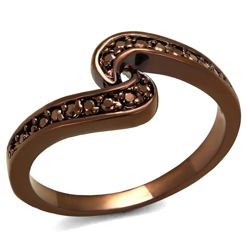 Ip Coffee Light Brass Ring With Aaa Grade Cz In Light Coffee 1