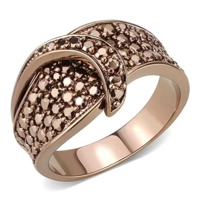 Ip Coffee Light Brass Ring With Aaa Grade Cz In Light Coffee 1