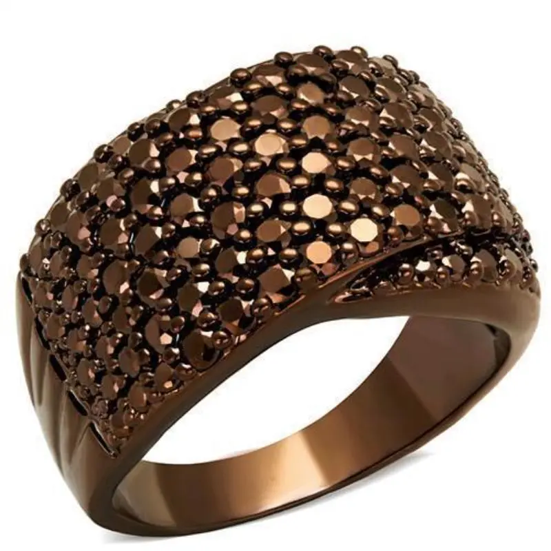 Ip Coffee Light Brass Ring With Aaa Grade Cz In Light Coffee 1