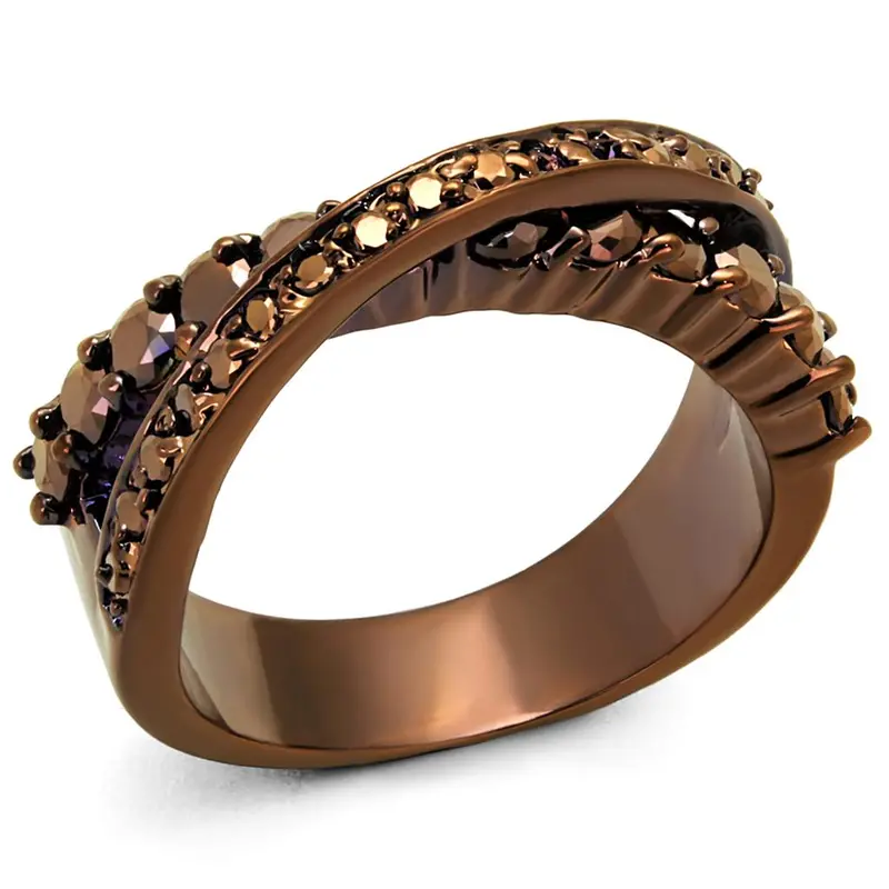 Ip Coffee Light Brass Ring With Aaa Grade Cz In Light Coffee 1