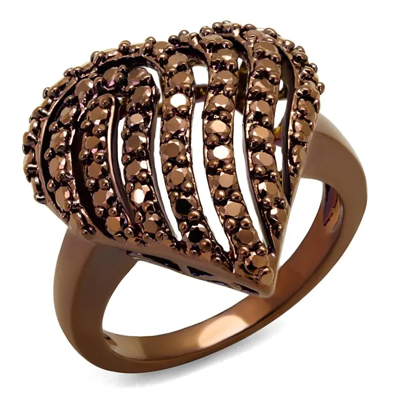 Ip Coffee Light Brass Ring With Aaa Grade Cz In Light Coffee 1