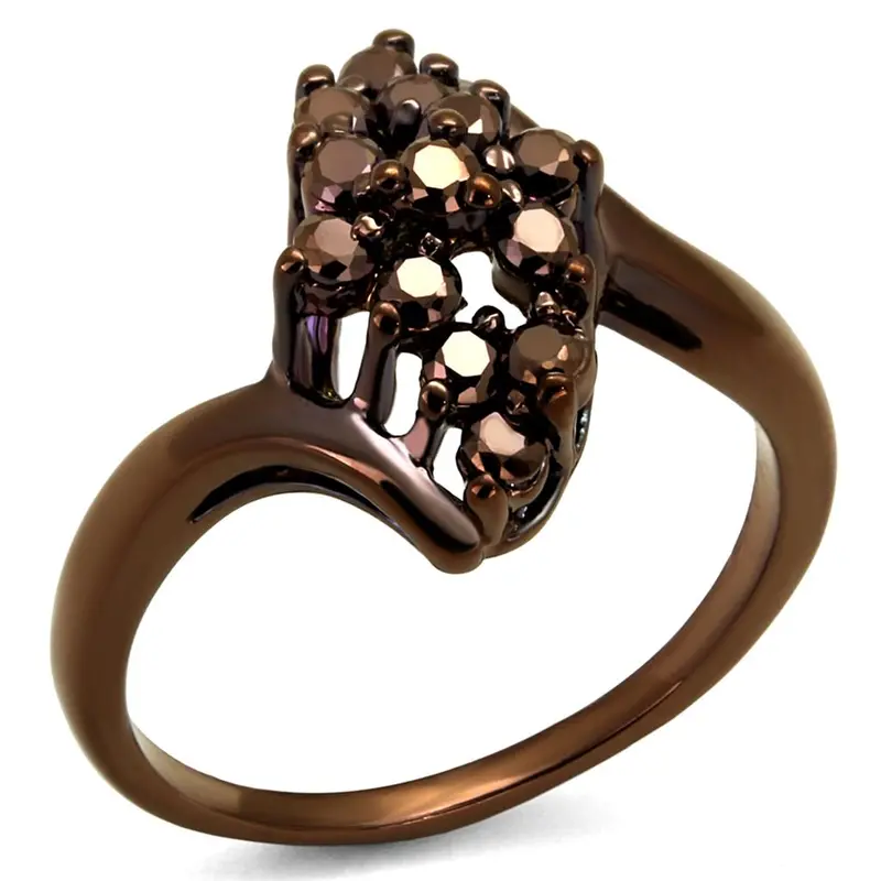 Ip Coffee Light Brass Ring With Aaa Grade Cz In Light Coffee 1