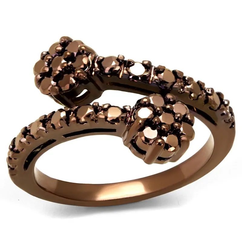 Ip Coffee Light Brass Ring With Aaa Grade Cz In Light Coffee 1