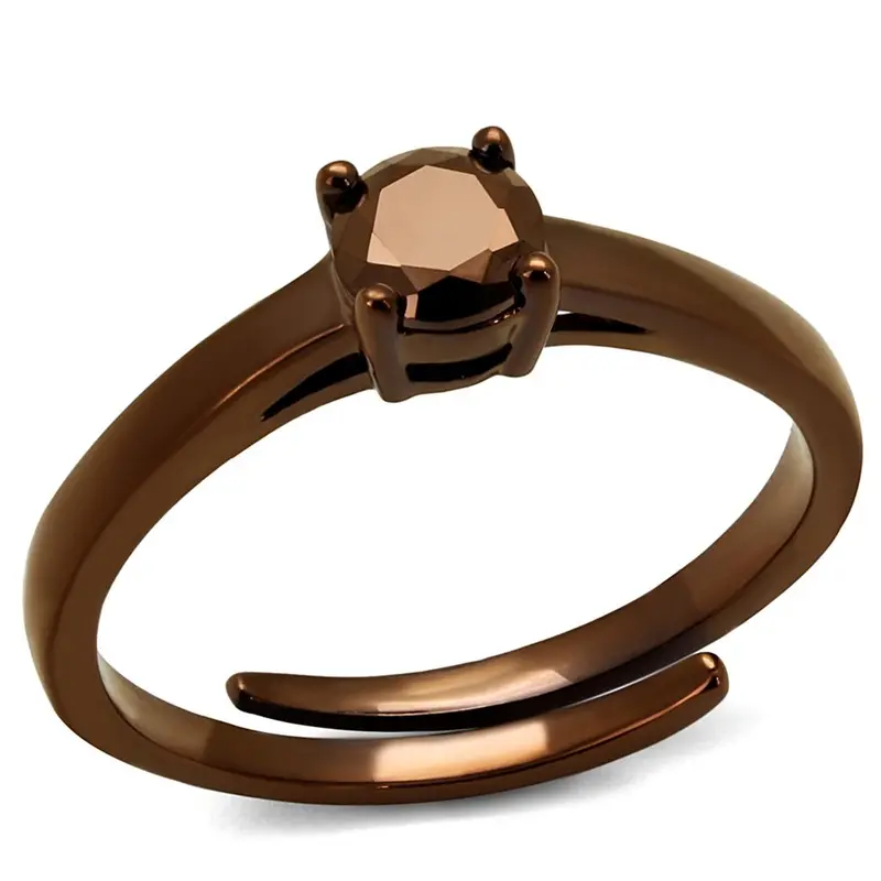 Ip Coffee Light Brass Ring With Aaa Grade Cz In Light Coffee 1