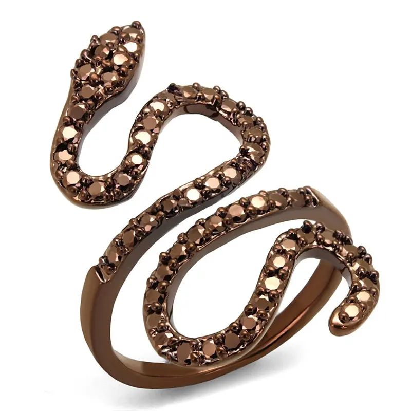 Ip Coffee Light Brass Ring With Aaa Grade Cz In Light Coffee 1