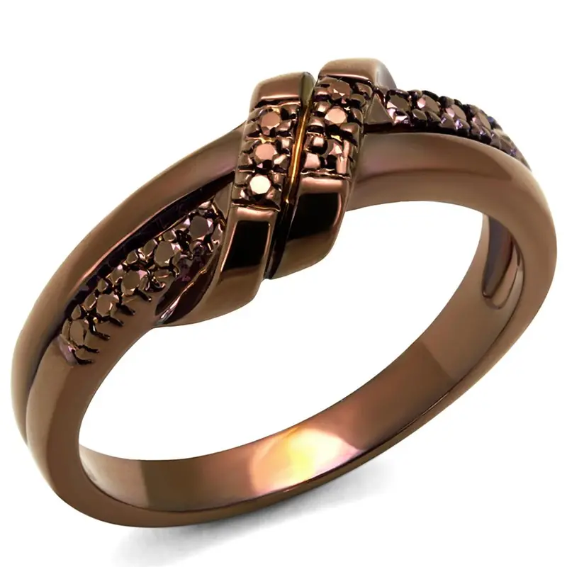 Ip Coffee Light Brass Ring With Aaa Grade Cz In Light Coffee 1