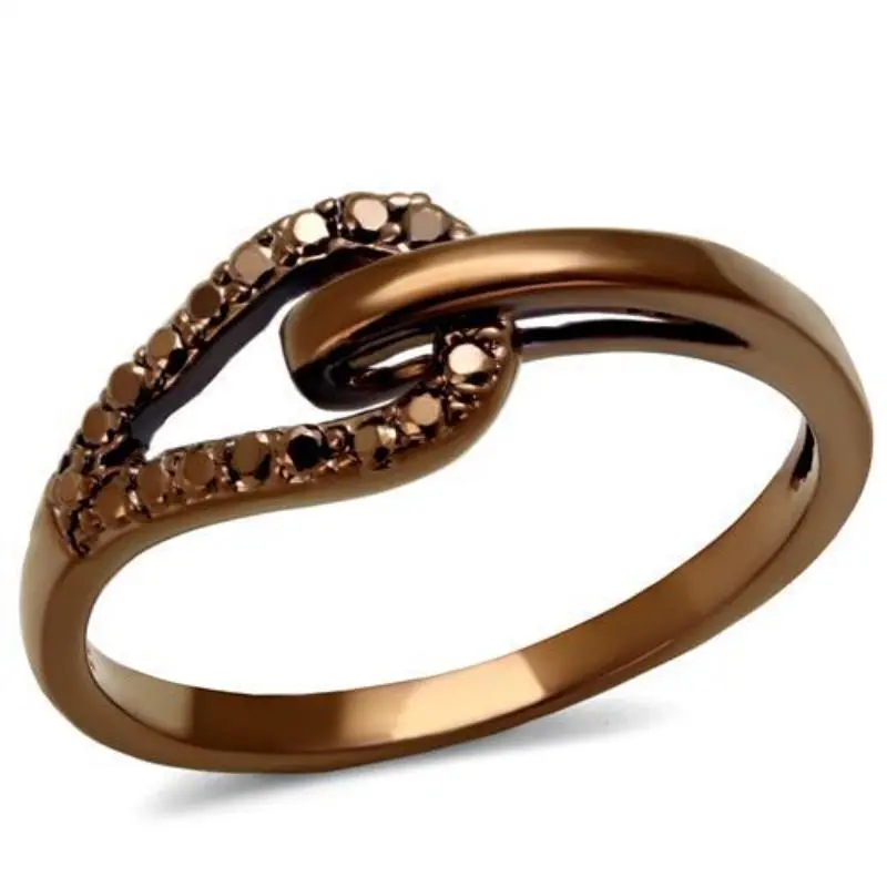 Ip Coffee Light Brass Ring With Aaa Grade Cz In Light Coffee 1