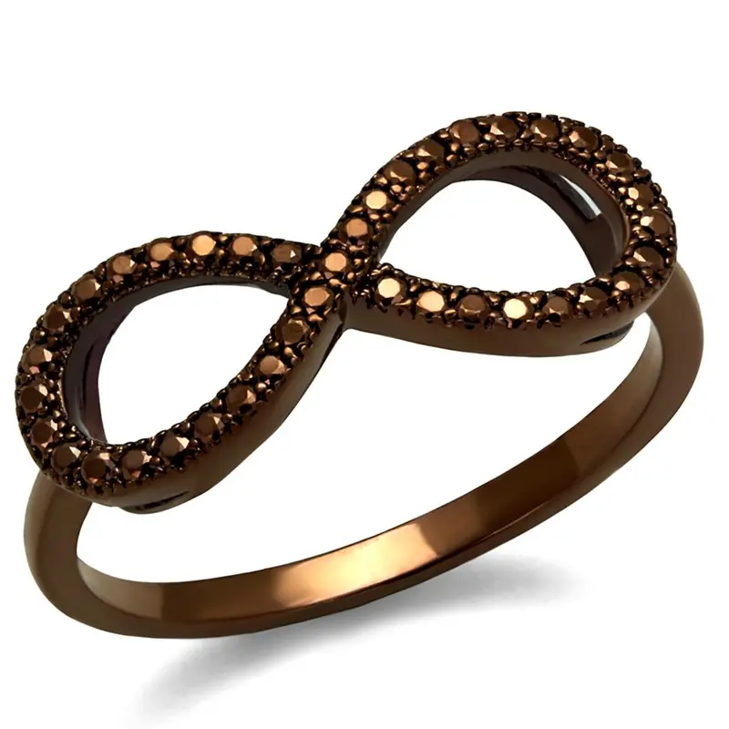 Ip Coffee Light Brass Ring With Aaa Grade Cz In Light Coffee 1