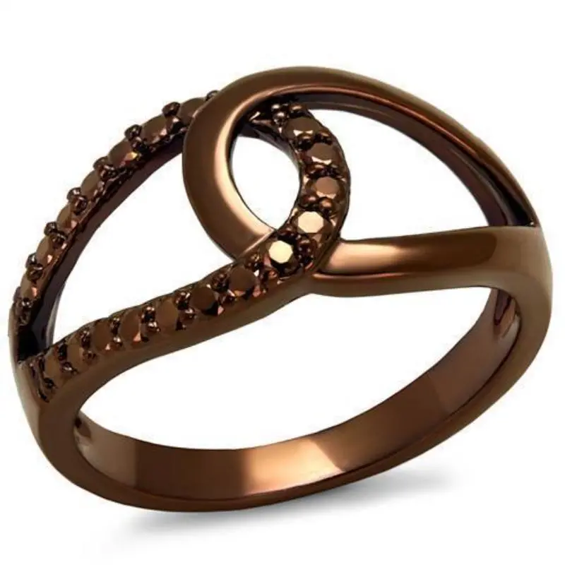 Ip Coffee Light Brass Ring With Aaa Grade Cz In Light Coffee 1