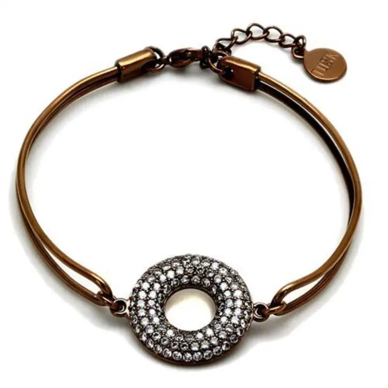 Ip Coffee Light Stainless Steel Bangle With Aaa Grade Cz In Clear 1