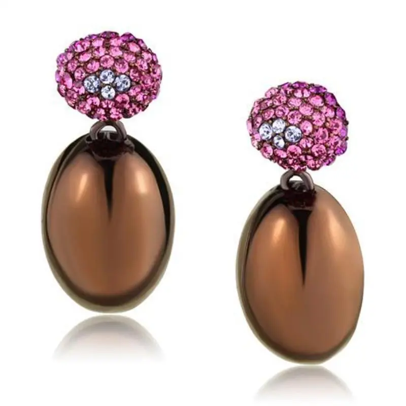 Ip Coffee Light Stainless Steel Earrings With Top Grade Crystal In Multi Color 1