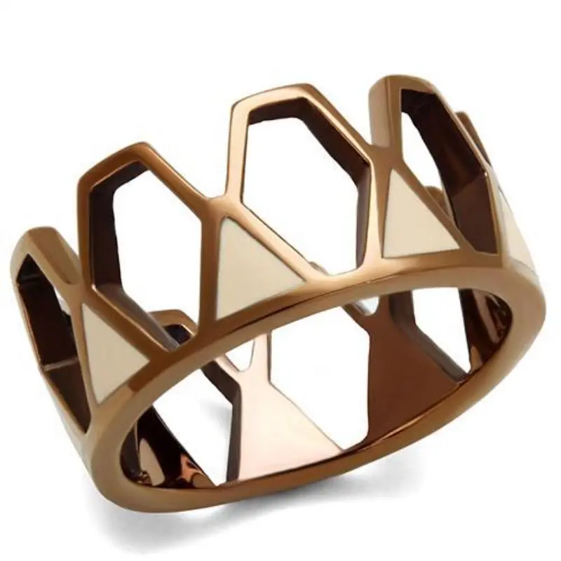 Ip Coffee Light Stainless Steel Ring With Epoxy In Champagne 1