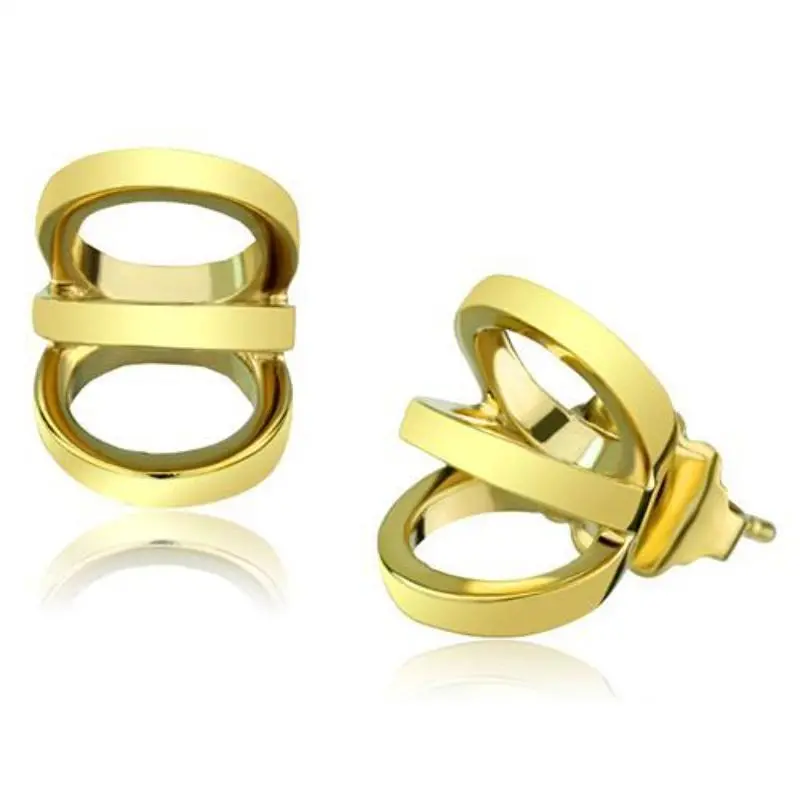 Ip Gold(Ion Plating) Stainless Steel Earrings With No Stone 1