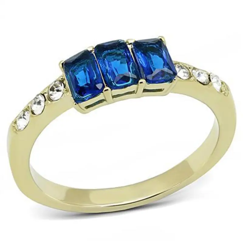 Ip Gold(Ion Plating) Stainless Steel Ring With Synthetic Synthetic Glass In Montana 1