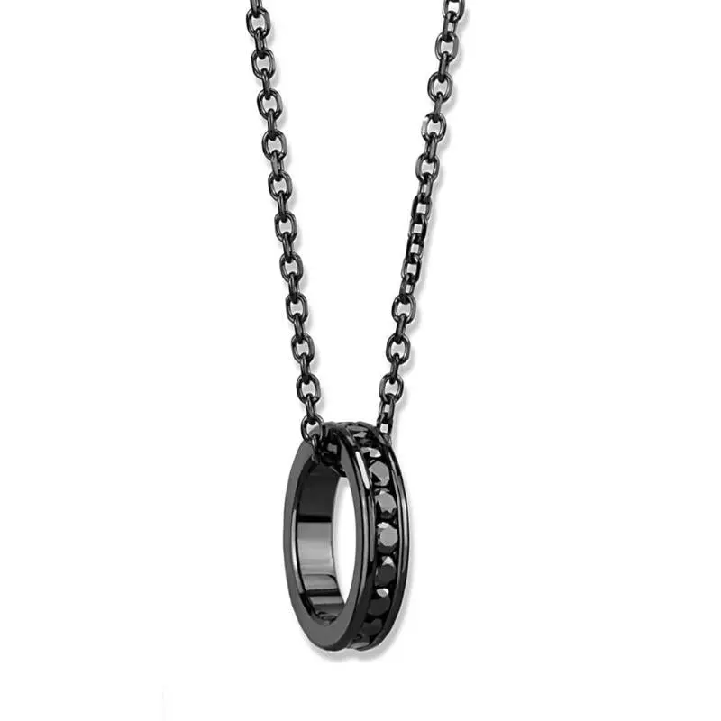 Ip Light Black Brass Chain Pendant With Top Grade Crystal In Light Gray 1