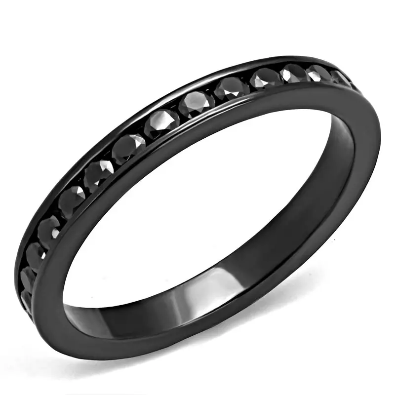 Ip Light Black Brass Ring With Aaa Grade Cz In Light Gray 1