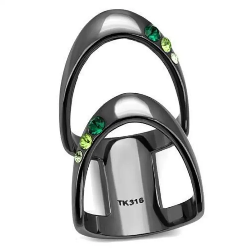 Ip Light Black Stainless Steel Ring With Top Grade Crystal In Multi Color 1