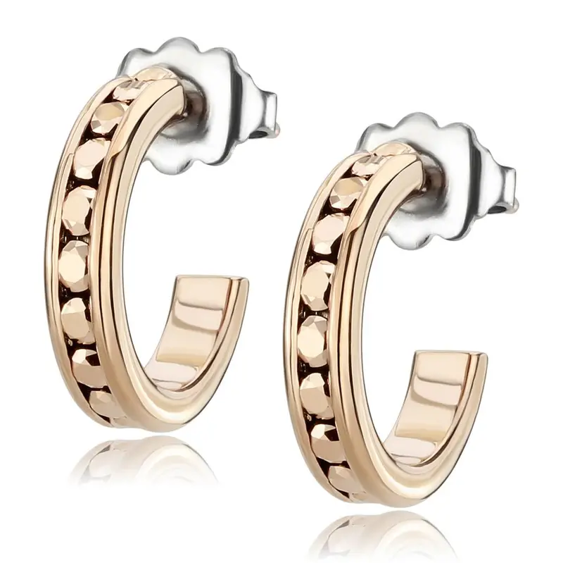 Ip Rose Gold(Ion Plating) Brass Earrings With Top Grade Crystal In Metallic Light Gold 1