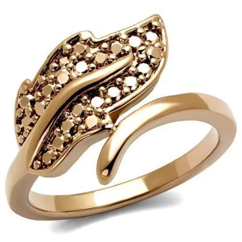Ip Rose Gold(Ion Plating) Brass Ring With Aaa Grade Cz In Metallic Light Gold 1