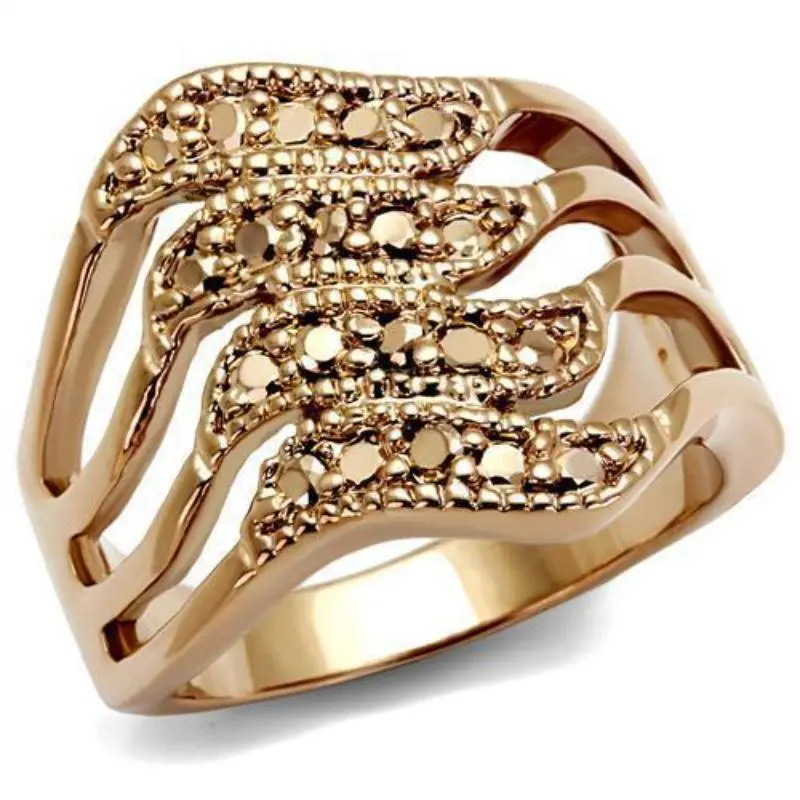 Ip Rose Gold(Ion Plating) Brass Ring With Aaa Grade Cz In Metallic Light Gold 1