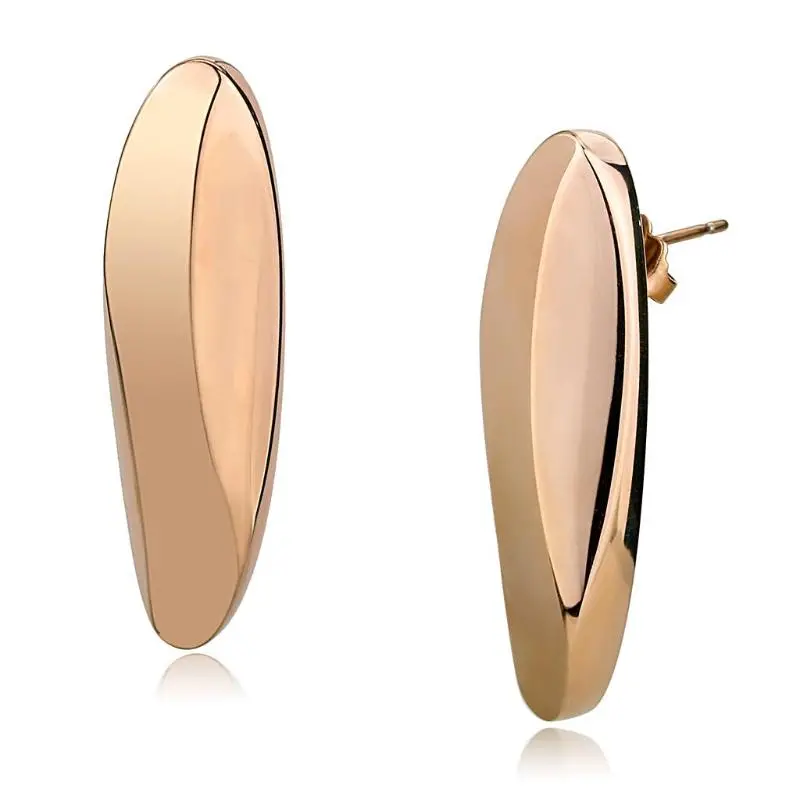 Ip Rose Gold(Ion Plating) Stainless Steel Earrings With No Stone 1