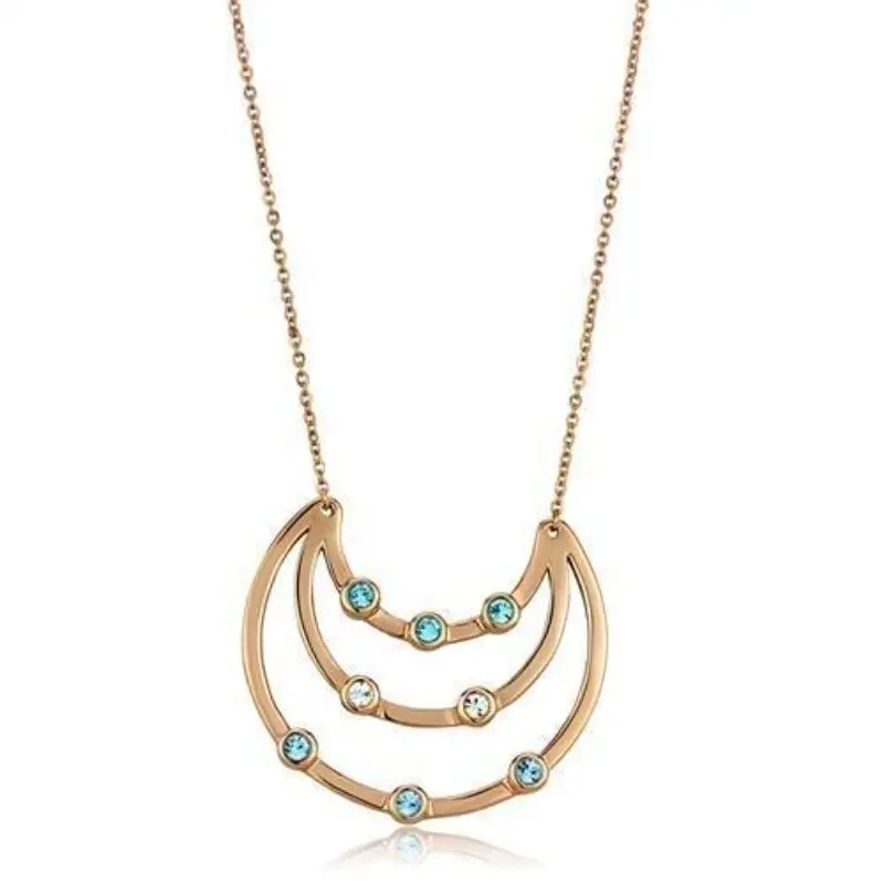 Ip Rose Gold(Ion Plating) Stainless Steel Necklace With Top Grade Crystal In Multi Color 1