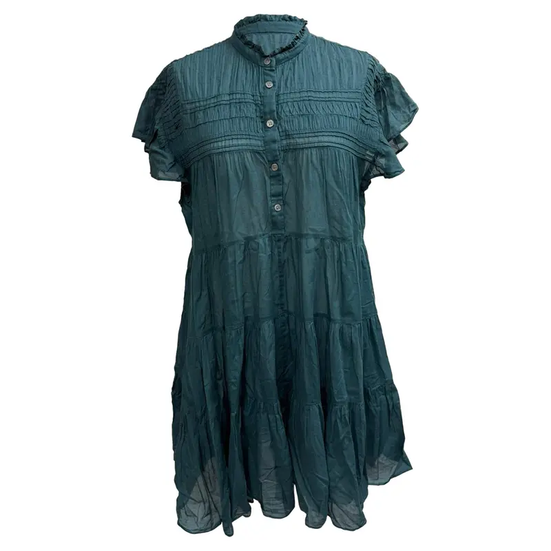 Isabel Marant Etoile Lanikaye Mini Dress In Teal Cotton 1