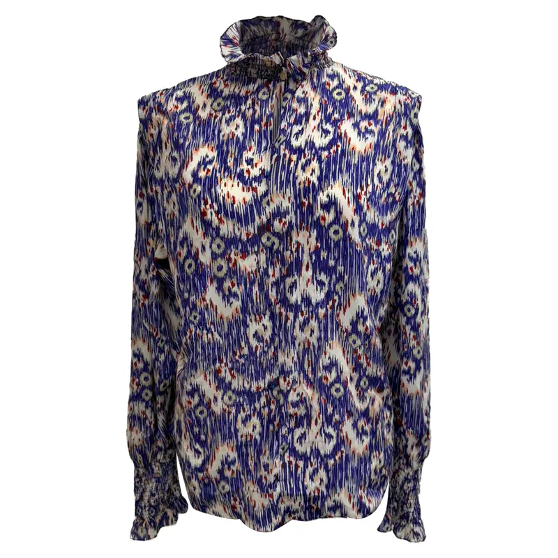 Isabel Marant Etoile Printed Turtleneck Blouse In Multicolor Silk 1