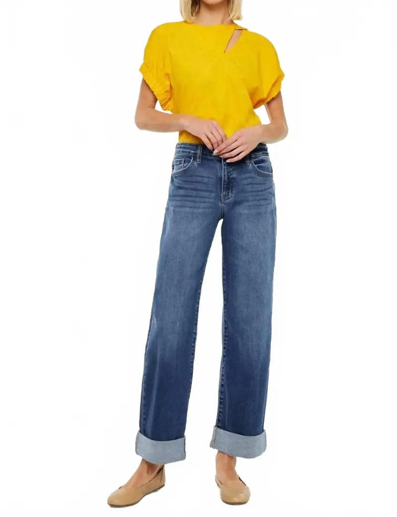 Ivanna High Rise Wide Leg Jeans In Medium 1