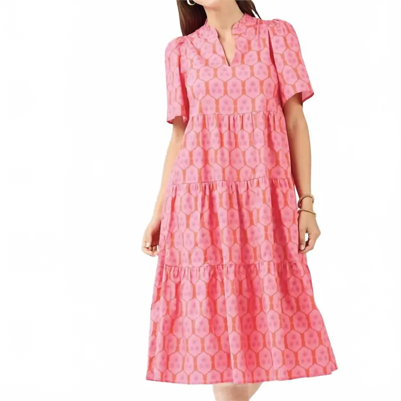 Ivy Rosette Charm Dress In Pink 1