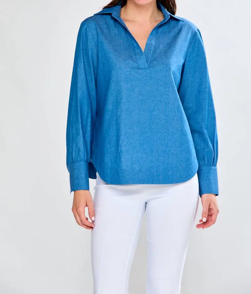 Jacqueline V-Neck Top In Blue 1