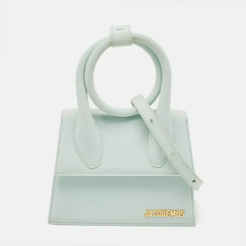 Jacquemus Le Chiquito Noeud Light Blue Nubuck Leather Top Handle Bag 1