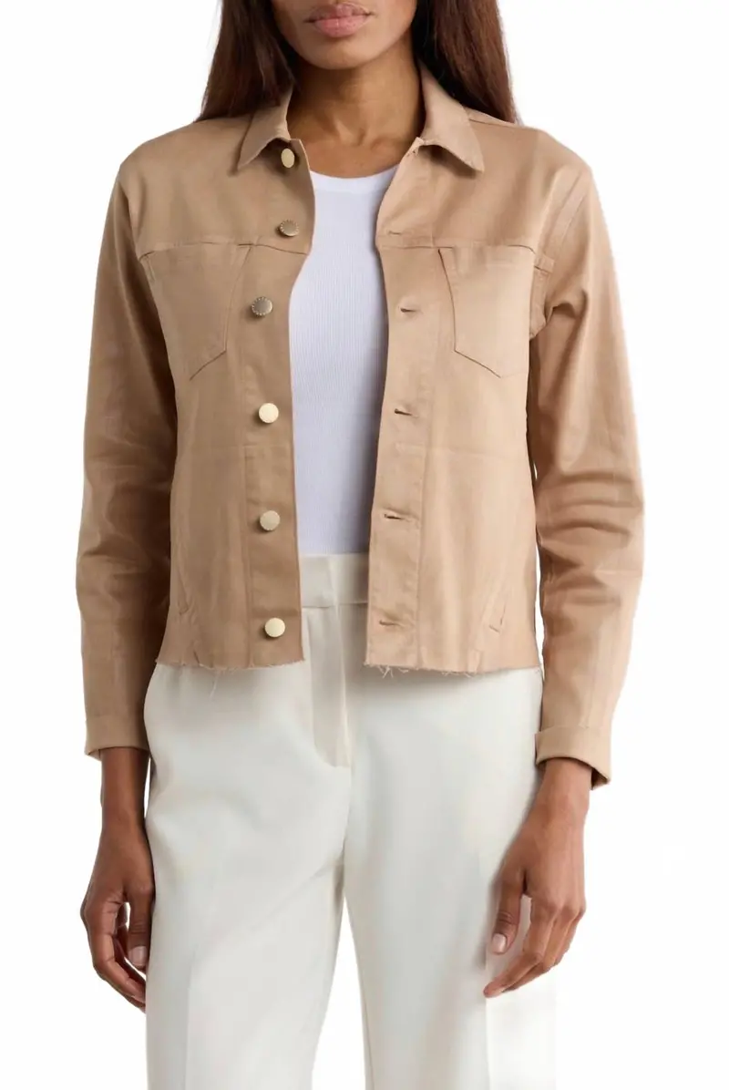 Janelle Slim Fit Raw Hem Jacket In Cappuccino 1