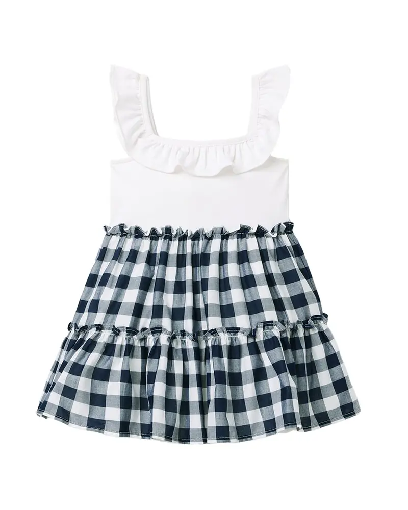 Janie And Jack Gingham Knit Woven Dress 1