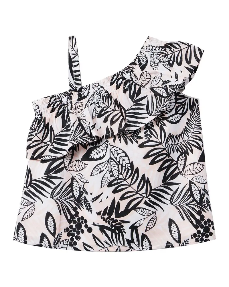 Janie And Jack Tropical Leaves Ruffle Shoulder Top 1