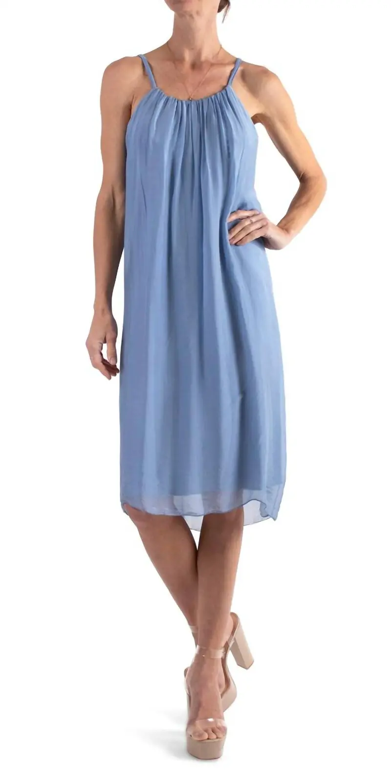 Jappy Silk Dress In Blue 1