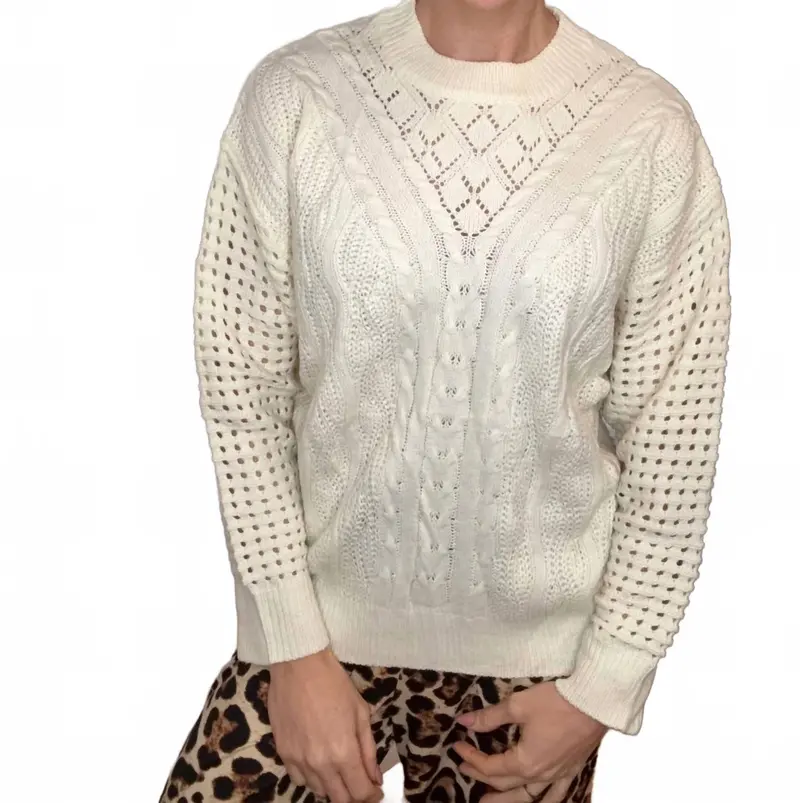 Jasmine Open Knit Sweater In Ivory 1